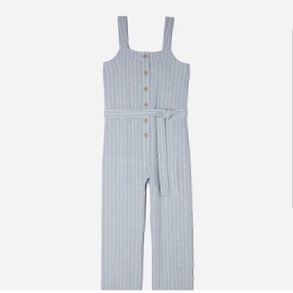 NEW Everlane Linen Jumpsuit Stripe Blue White Size 8 Sustainable Modern - Picture 3 of 3